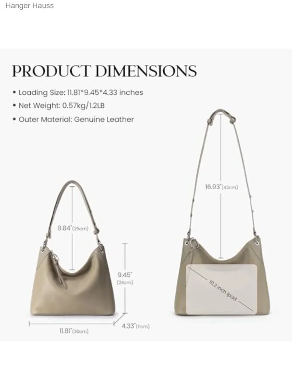 Genuine Leather Hobo Bag Crossbody Purse for Women Soft Adjustable Strap